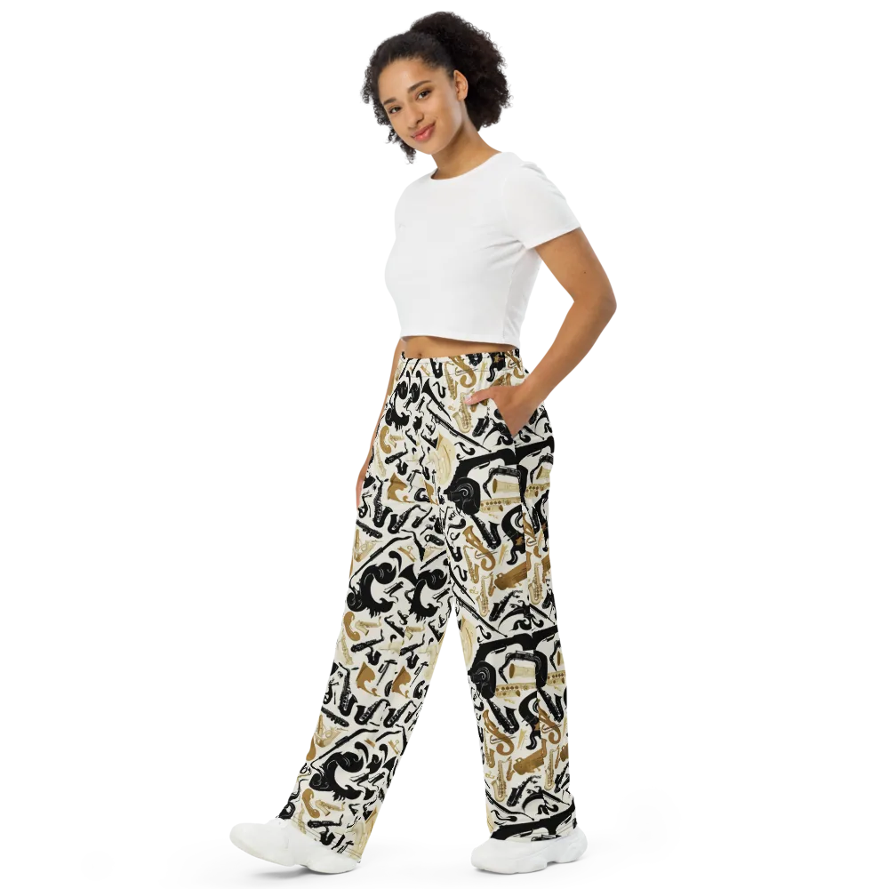 Brass Noir on Wide-Leg Pants — Left Front