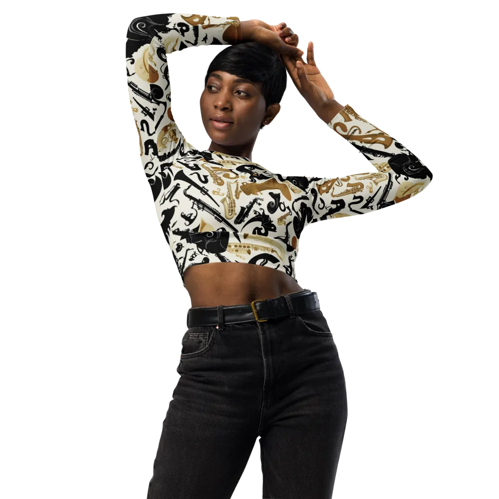 Brass Noir on Long Sleeve Crop Top — Front