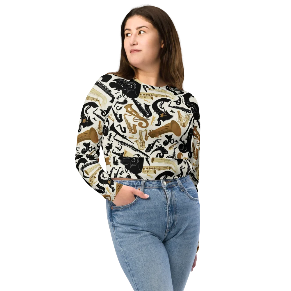 Brass Noir on Long Sleeve Crop Top — Front