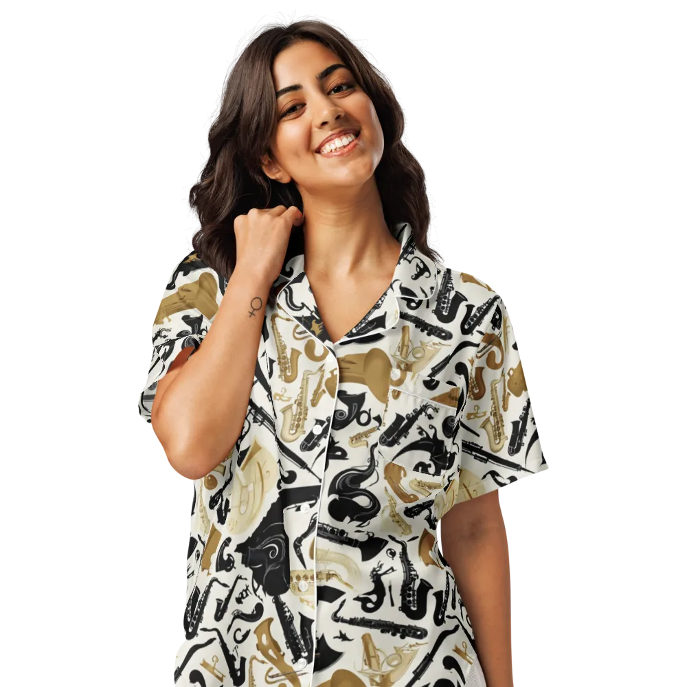 Brass Noir on Women's Short Sleeve Pajama Top — Front