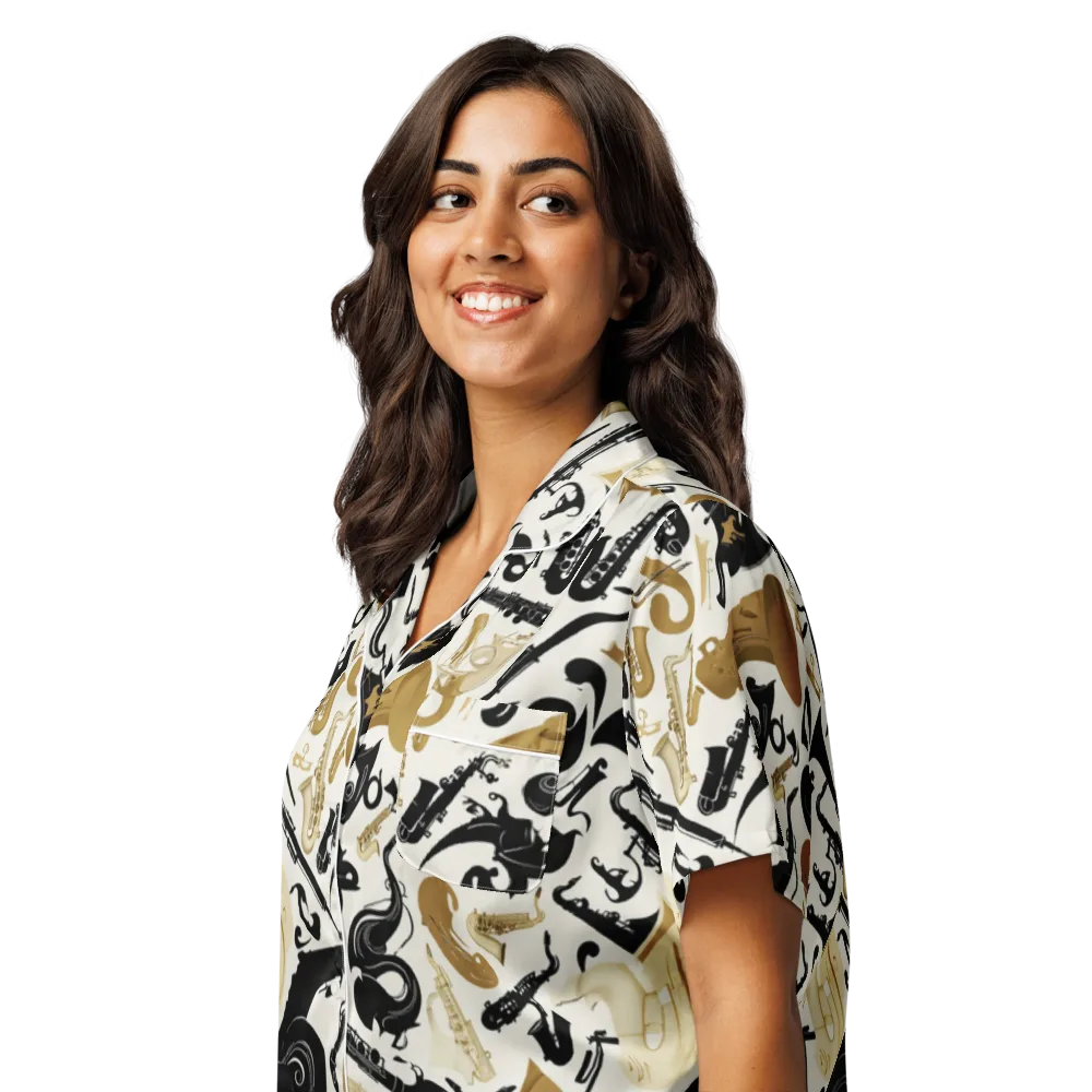 Brass Noir on Women's Short Sleeve Pajama Top — Left Front