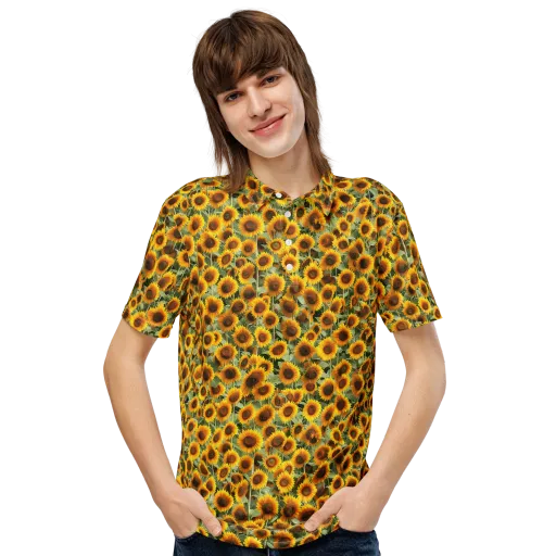 Golden Sunflower Meadow on a Men's Slim Fit Polo Shirt