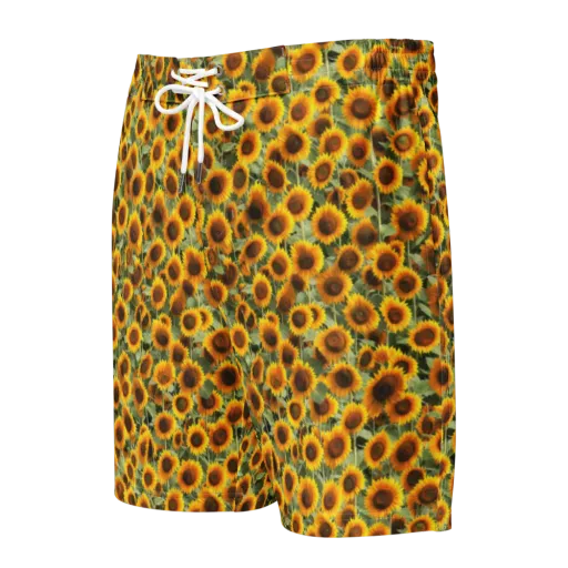 Golden Sunflower Meadow on a Men's Board Shorts