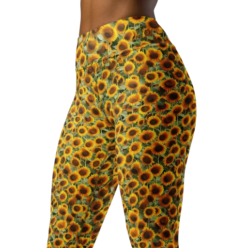 Golden Sunflower Meadow on a Yoga Leggings