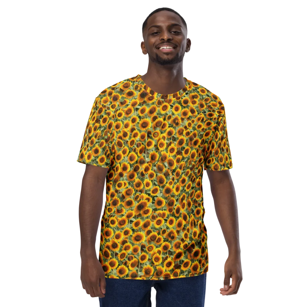 Golden Sunflower Meadow on Men's Crew Neck T-Shirt — Front
