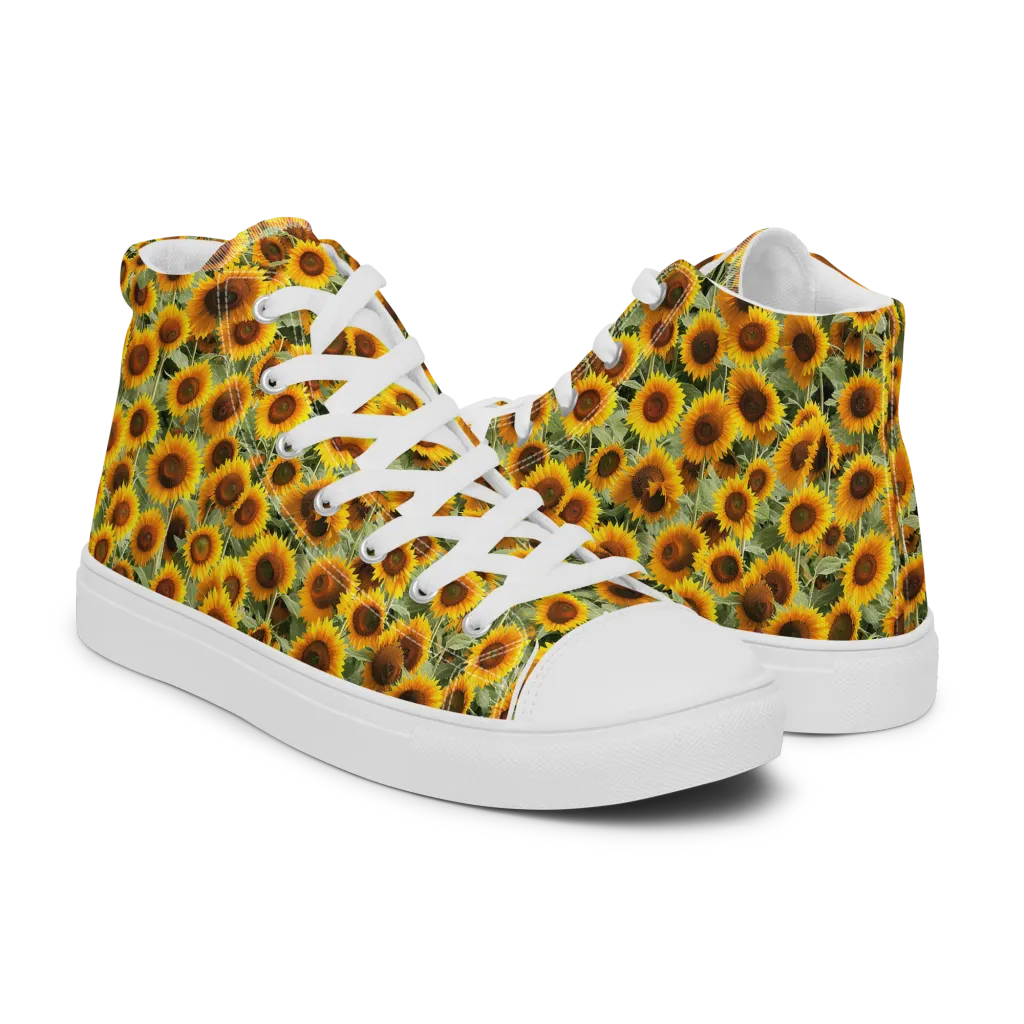 Golden Sunflower Meadow on Women's High Top Canvas Shoes — Right