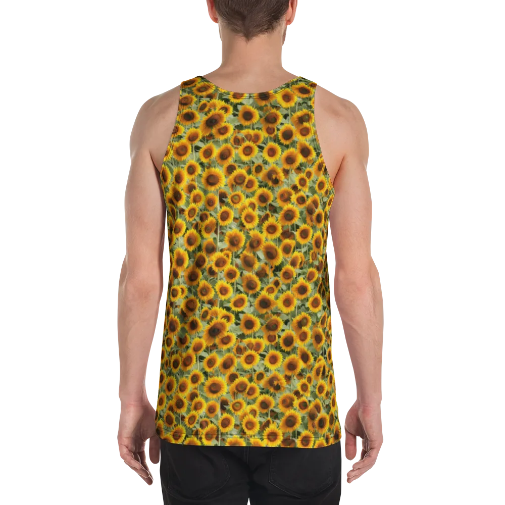 Golden Sunflower Meadow on Men's Tank Top — Back