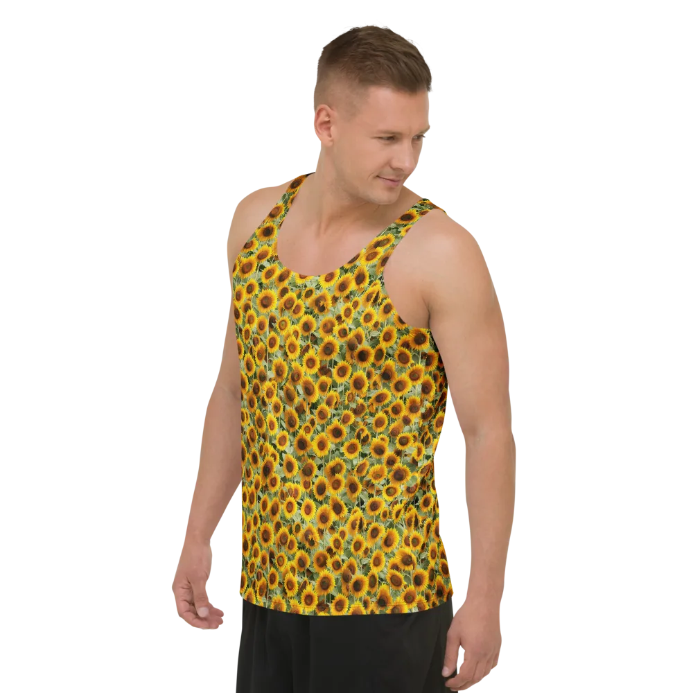 Golden Sunflower Meadow on Men's Tank Top — Left Front