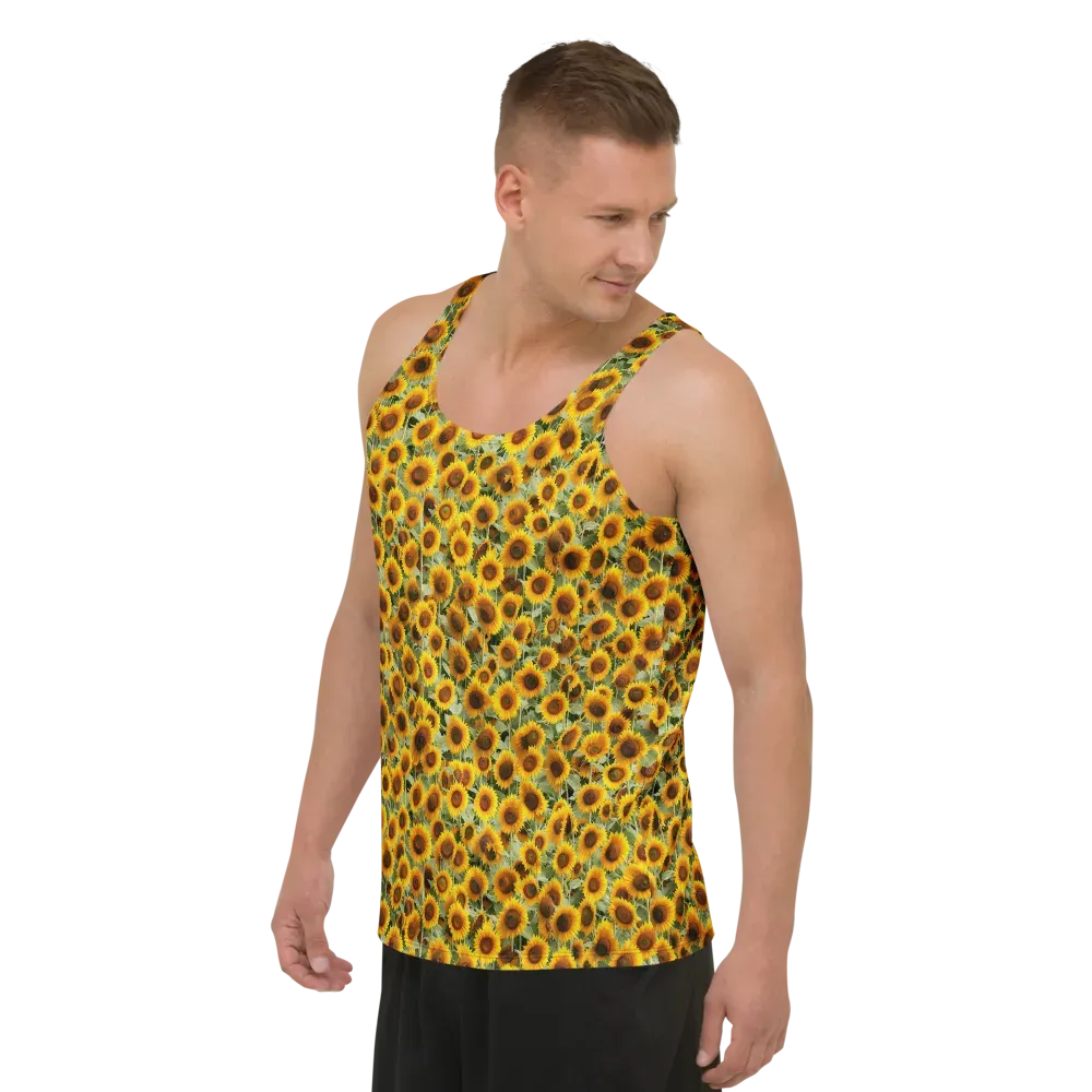 Golden Sunflower Meadow on Men's Tank Top — Left Front