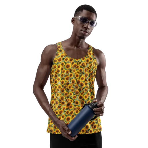 Golden Sunflower Meadow on a Men's Tank Top