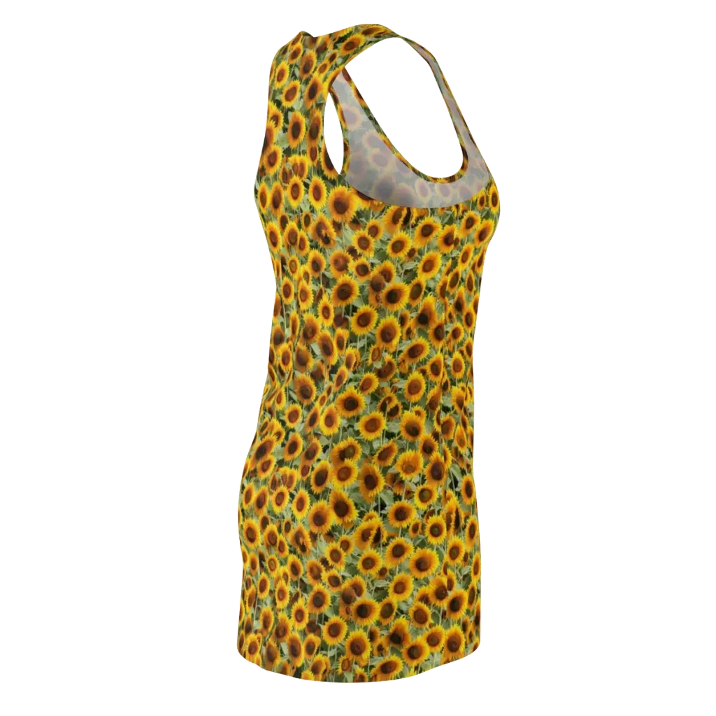 Golden Sunflower Meadow on Racerback Dress — Back Side