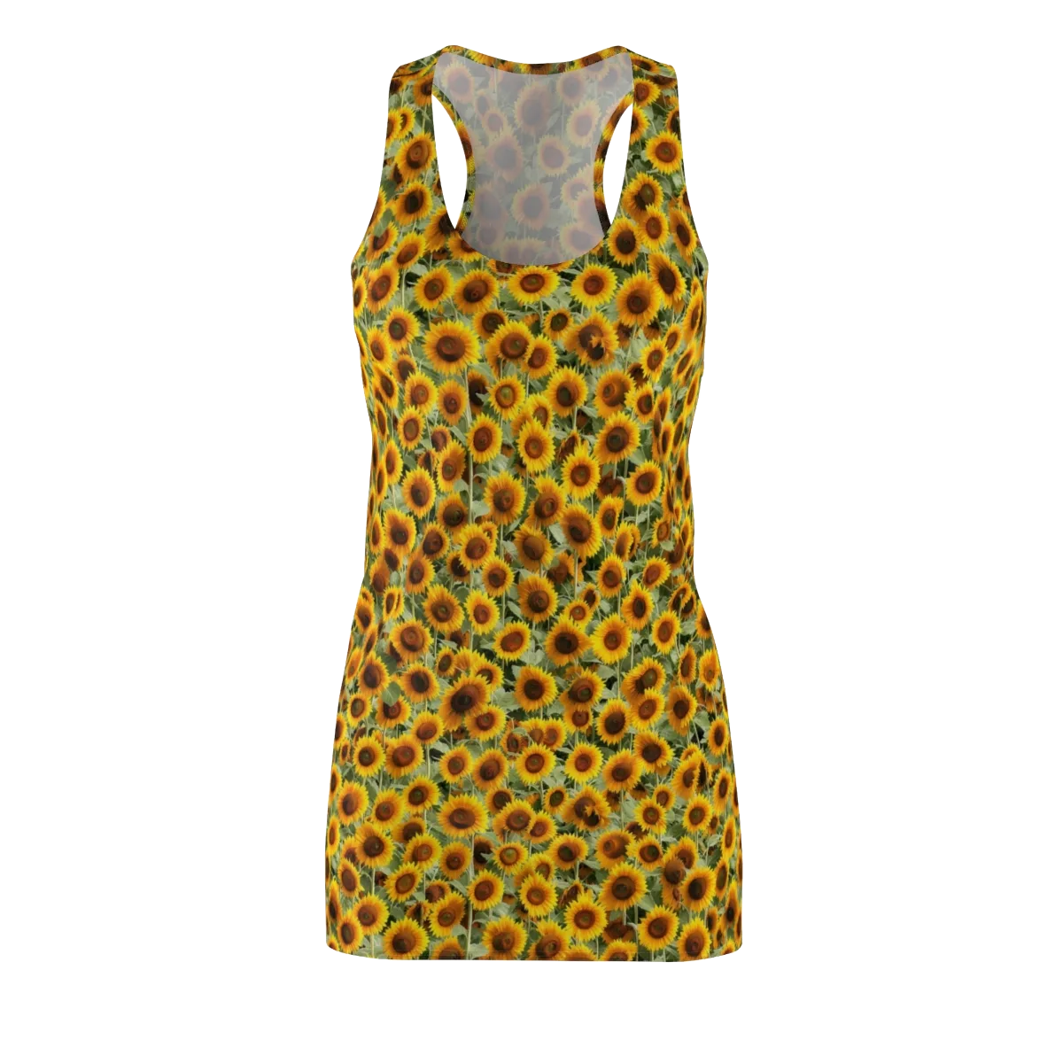 Golden Sunflower Meadow on Racerback Dress — Front