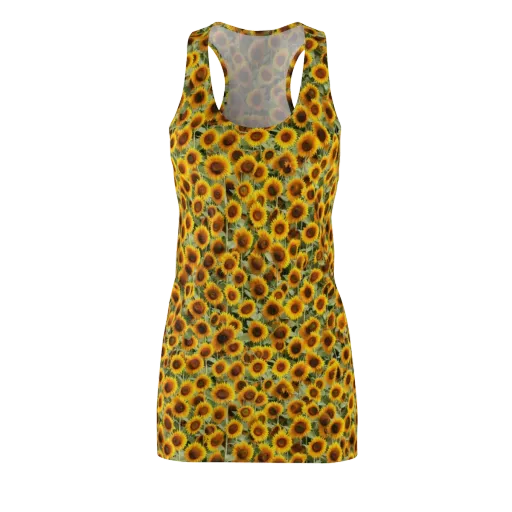 Golden Sunflower Meadow on a Racerback Dress