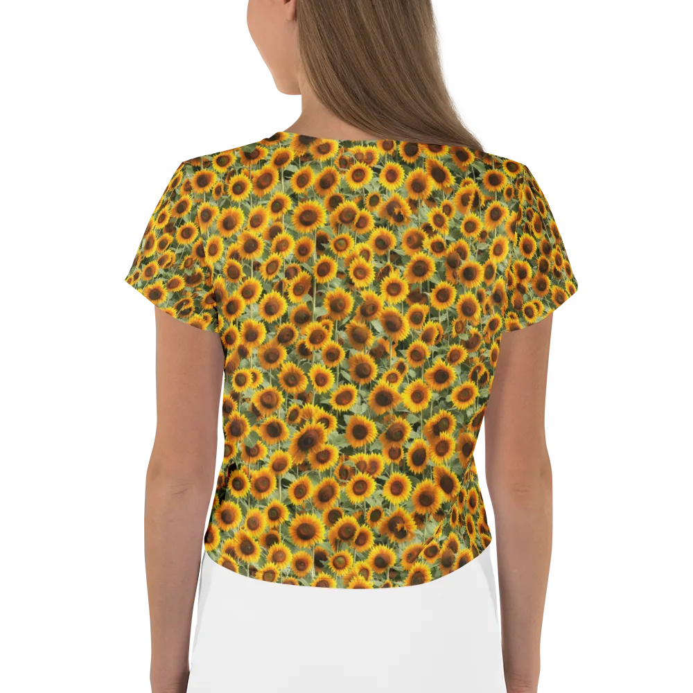 Golden Sunflower Meadow on Crop Tee — Back