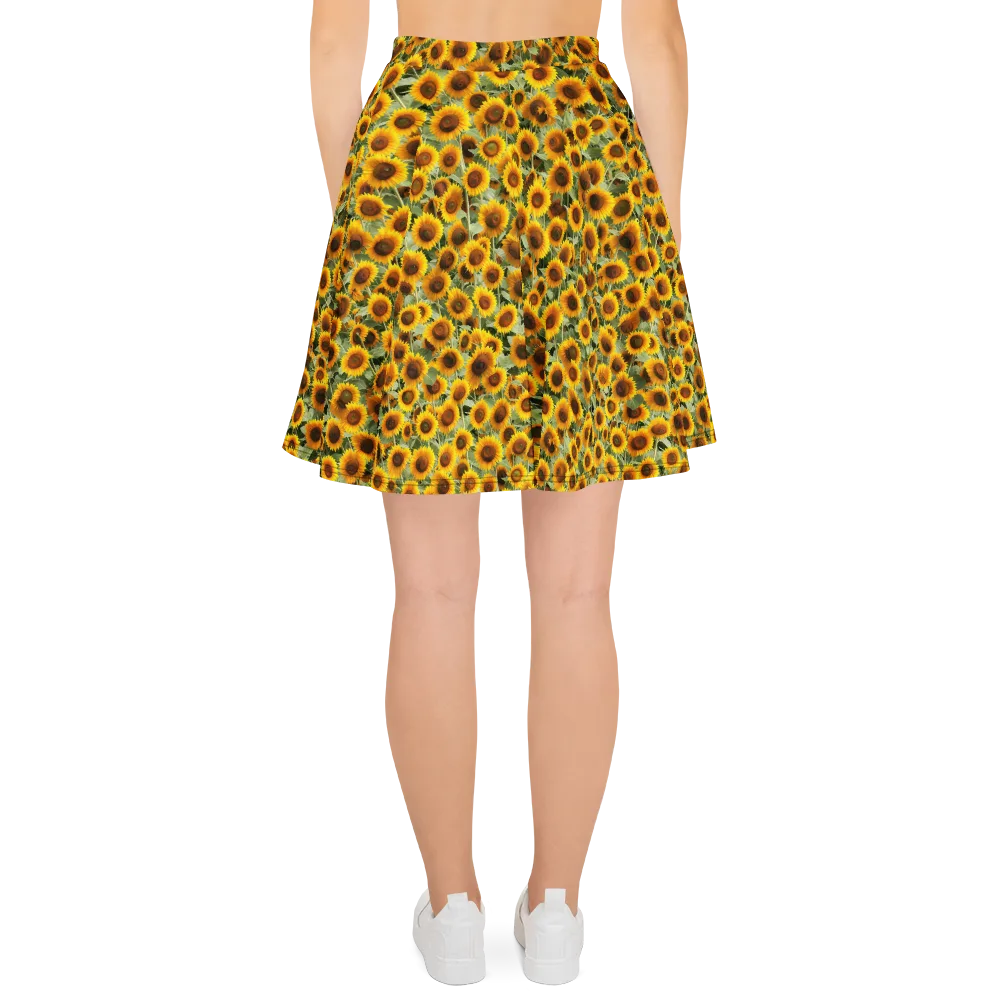 Golden Sunflower Meadow on Skater Skirt — Back
