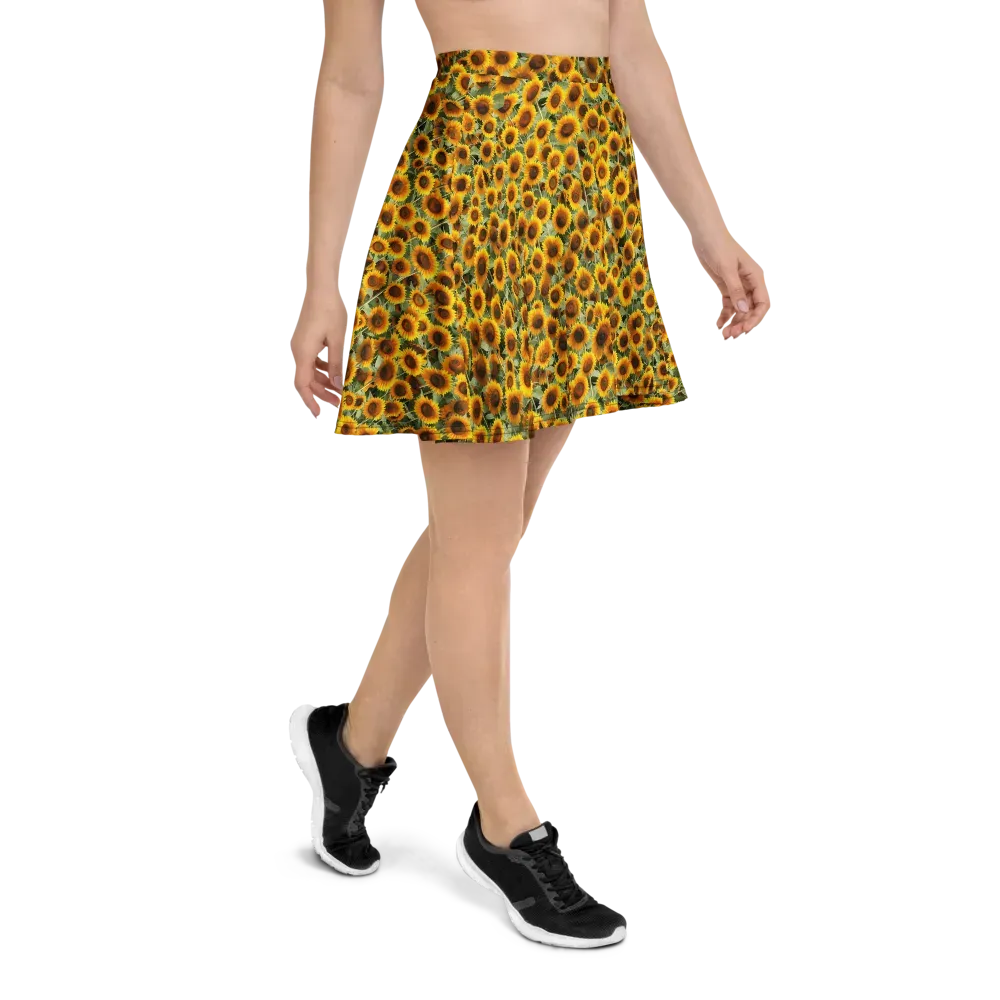Golden Sunflower Meadow on Skater Skirt — Right