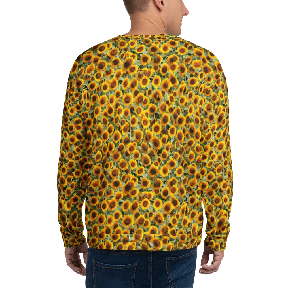 Golden Sunflower Meadow on Sweatshirt — Back