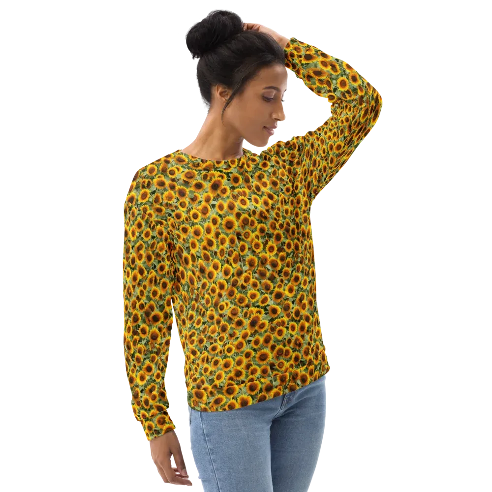 Golden Sunflower Meadow on Sweatshirt — Right Front