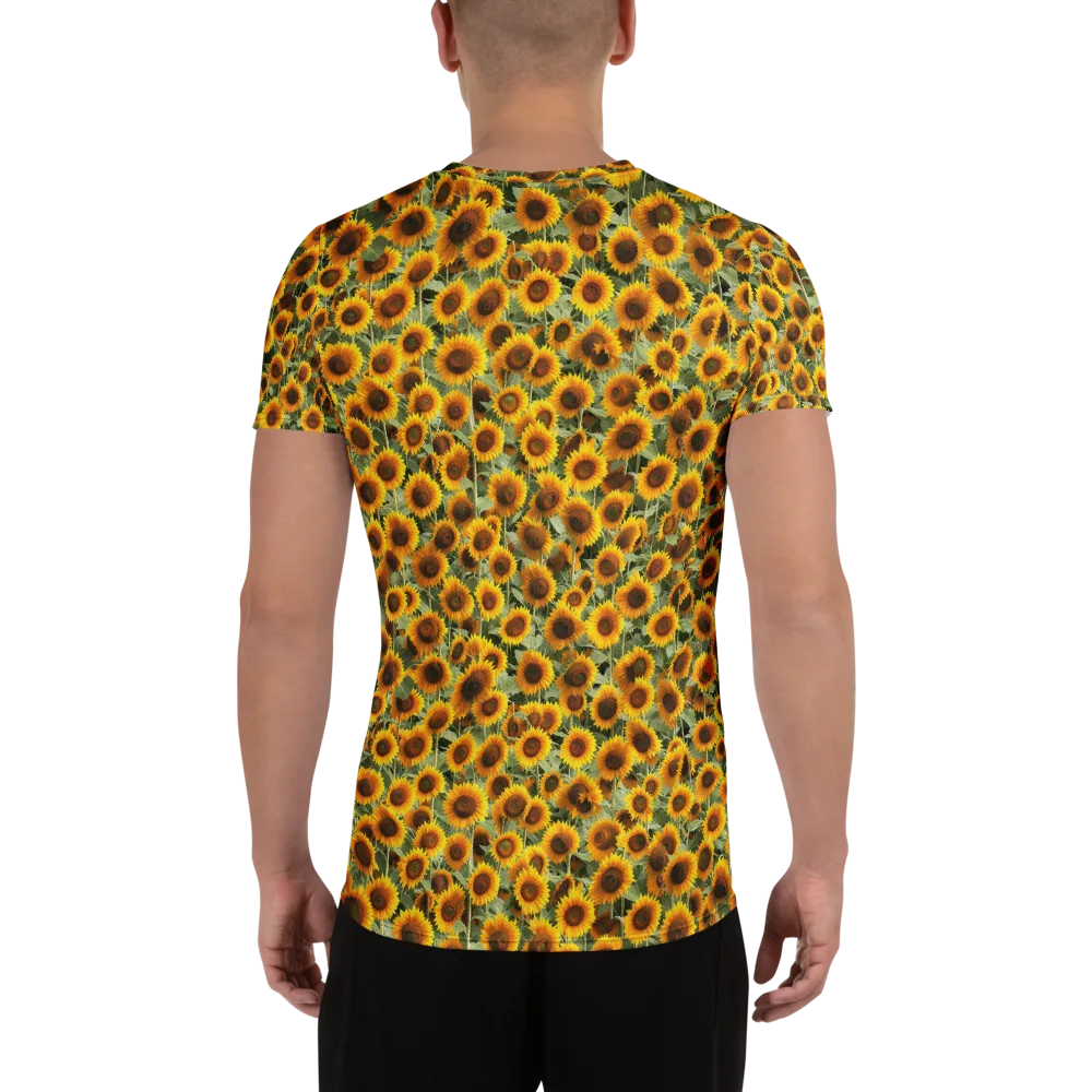 Golden Sunflower Meadow on Men's Athletic T-Shirt — Back