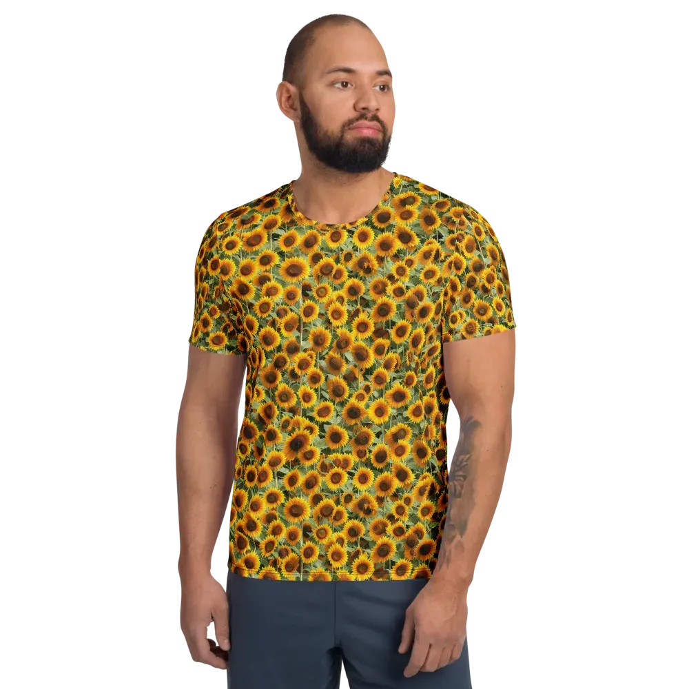 Golden Sunflower Meadow on Men's Athletic T-Shirt — Front