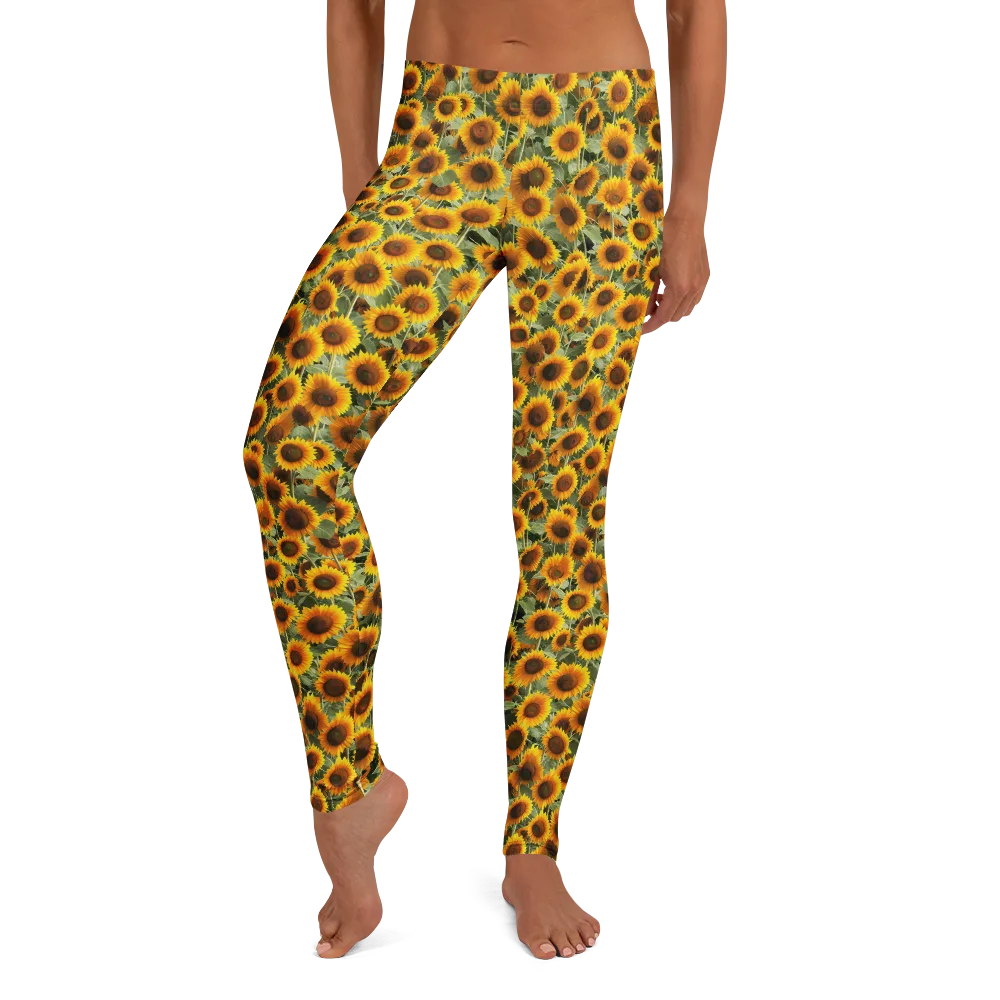 Golden Sunflower Meadow on Leggings — Front
