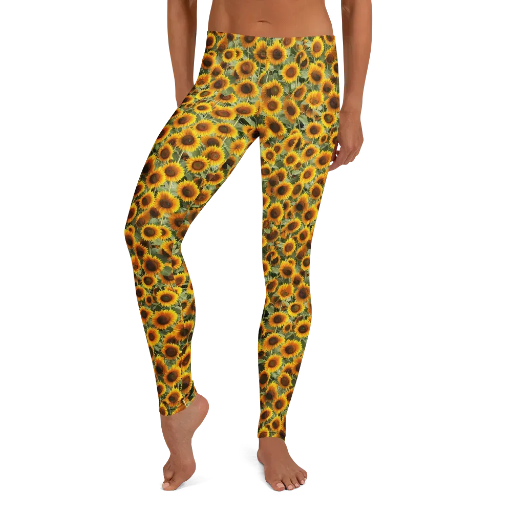 Golden Sunflower Meadow on Leggings — Front