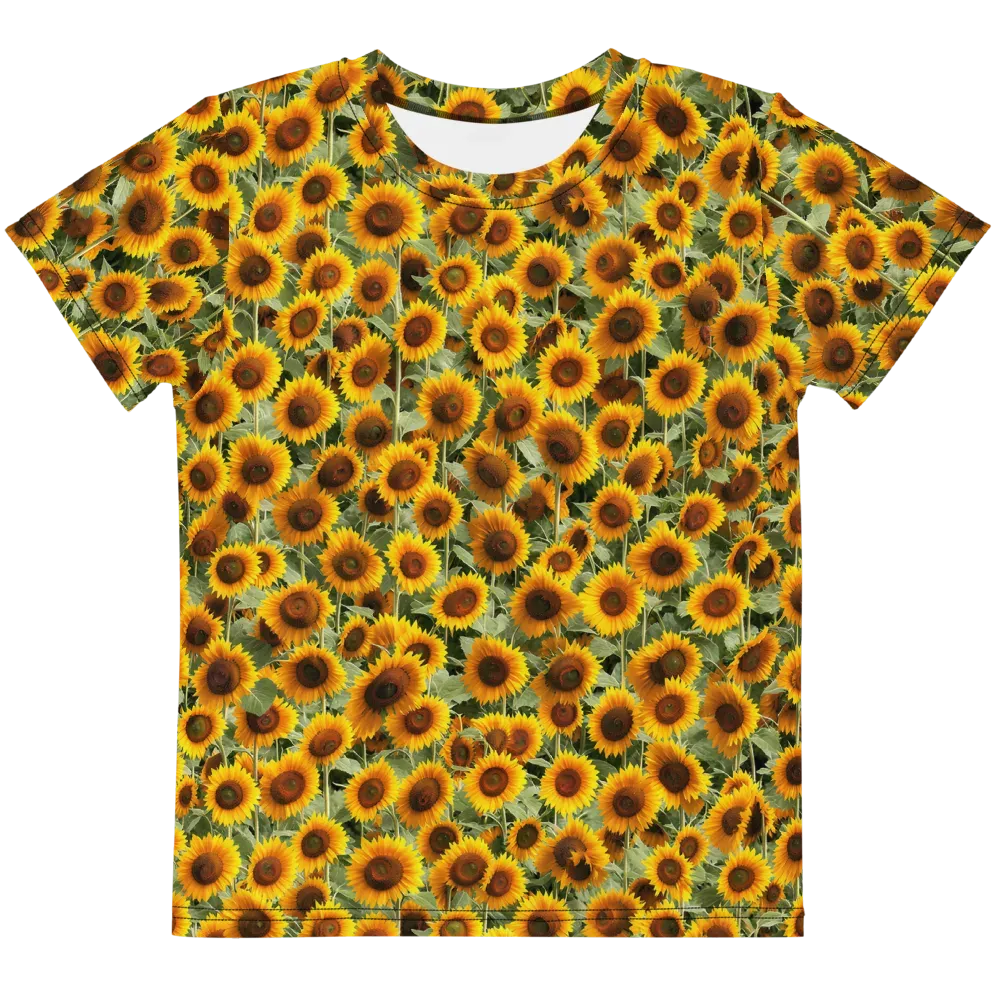 Golden Sunflower Meadow on Kids Crew Neck T-Shirt — Front