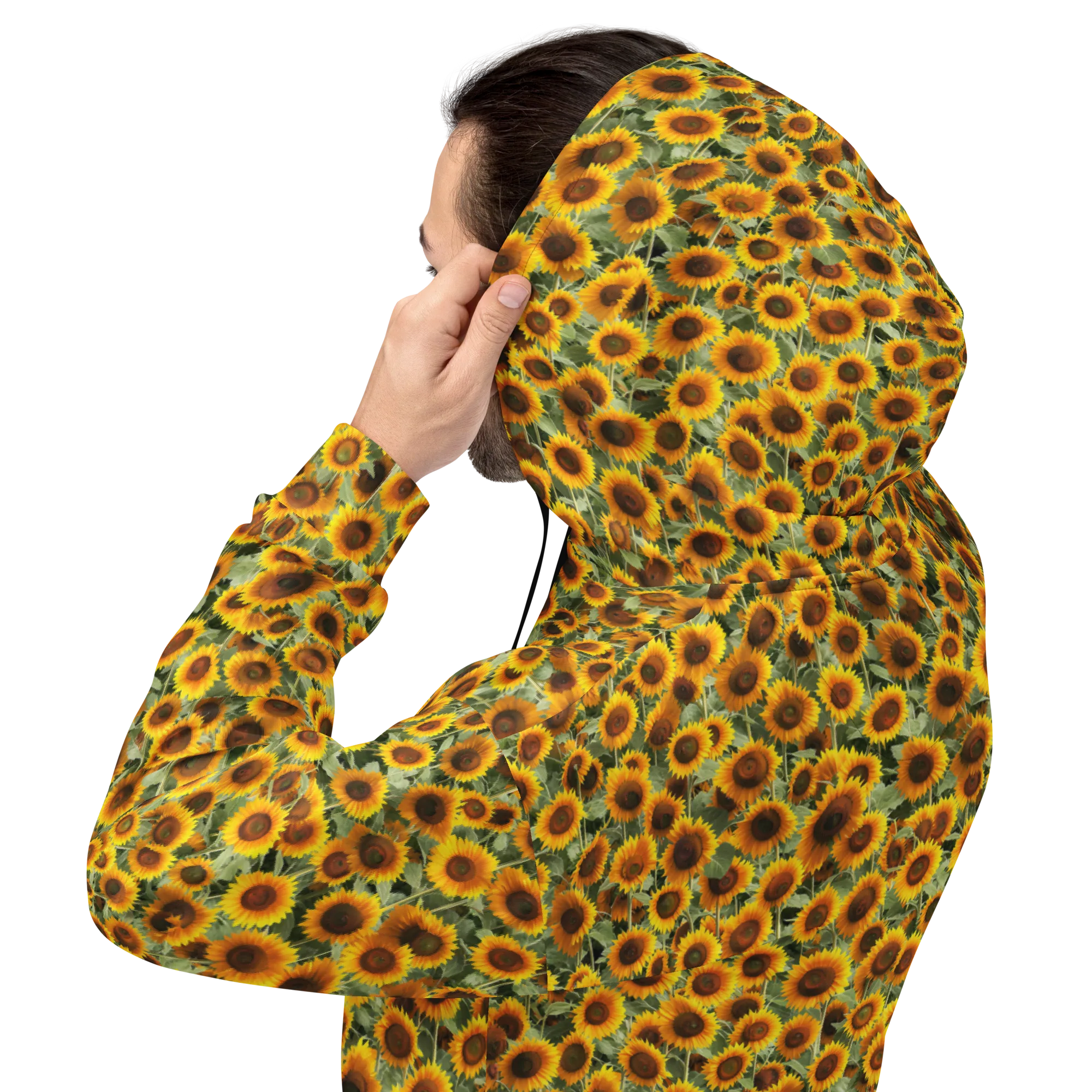 Golden Sunflower Meadow on Hoodie — Back