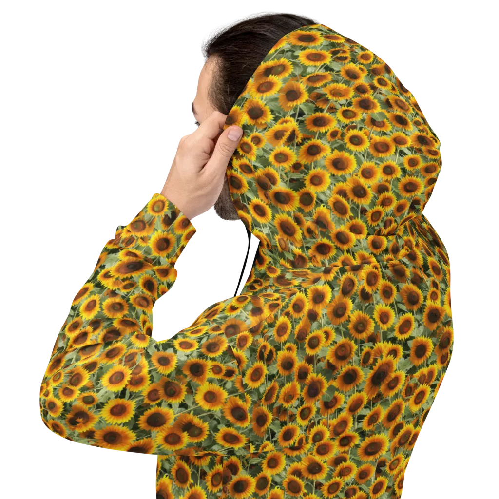 Golden Sunflower Meadow on Hoodie — Back