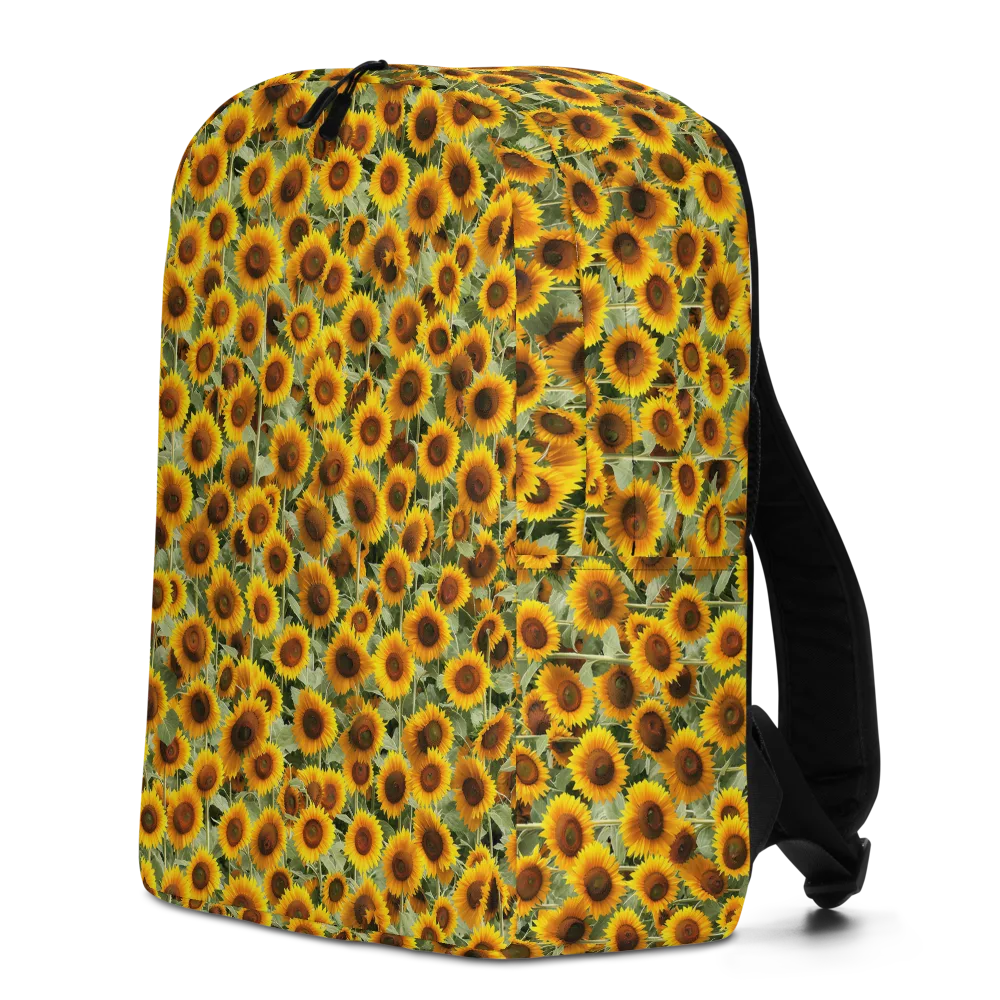 Golden Sunflower Meadow on Minimalist Backpack — Left