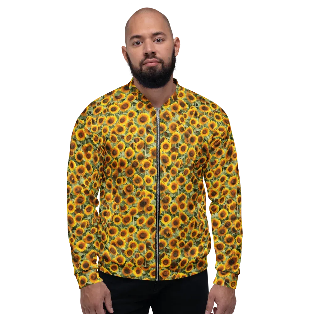 Golden Sunflower Meadow on Bomber Jacket — Front