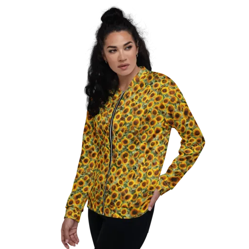 Golden Sunflower Meadow on a Bomber Jacket