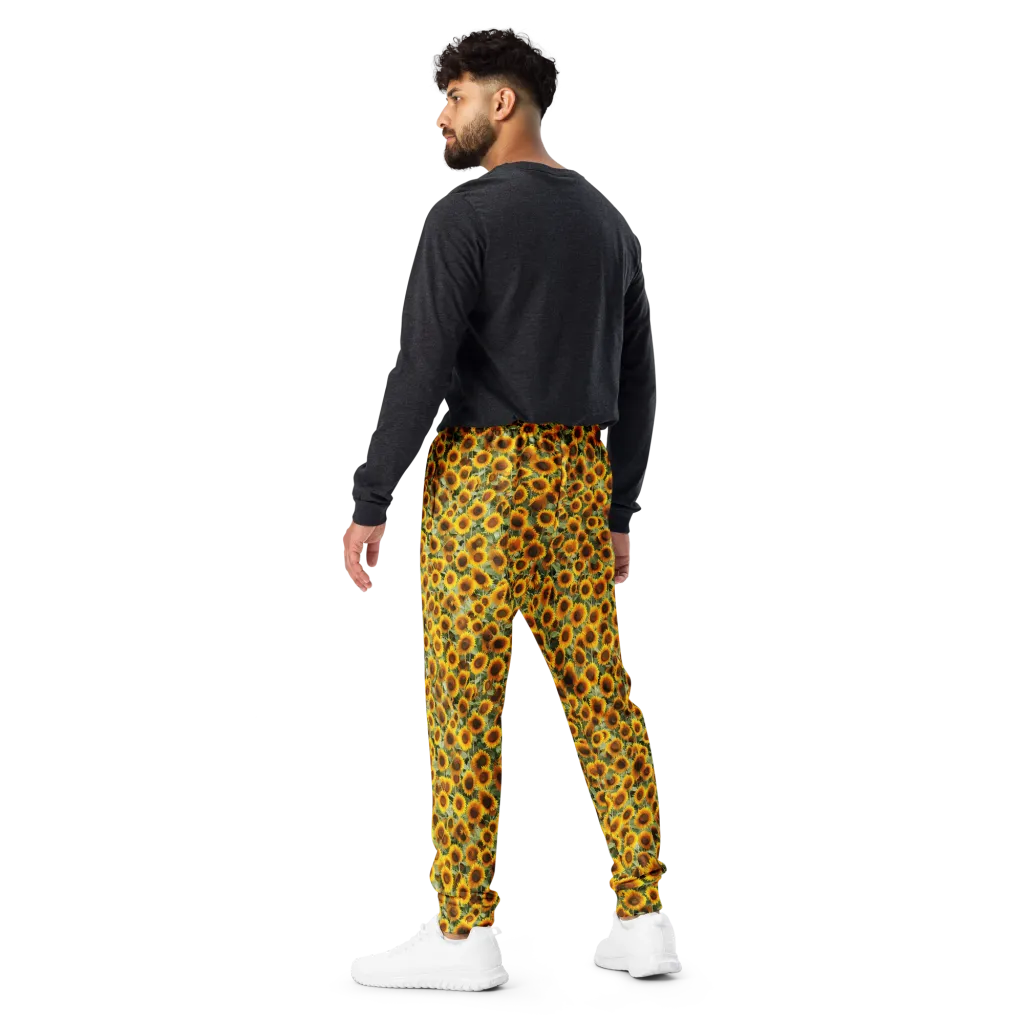 Golden Sunflower Meadow on Men's Joggers — Back