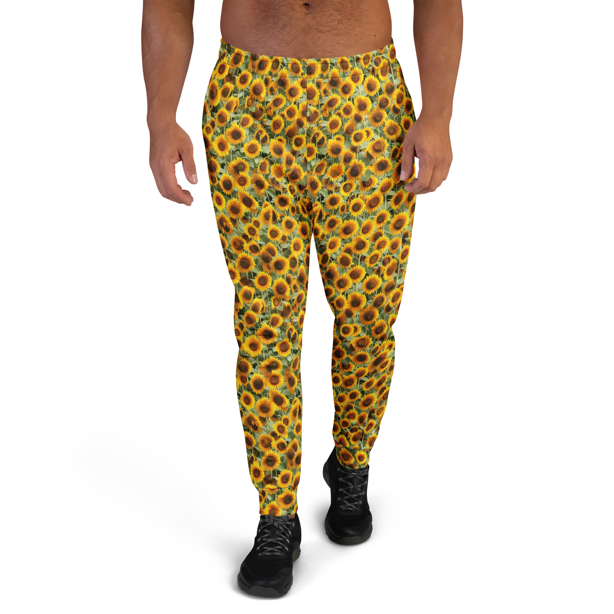 Golden Sunflower Meadow on Men's Joggers — Front