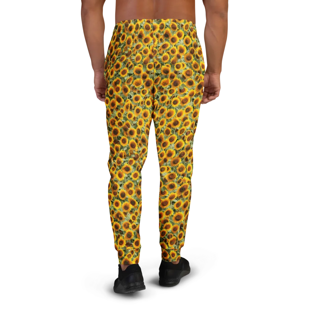 Golden Sunflower Meadow on Men's Joggers — Back