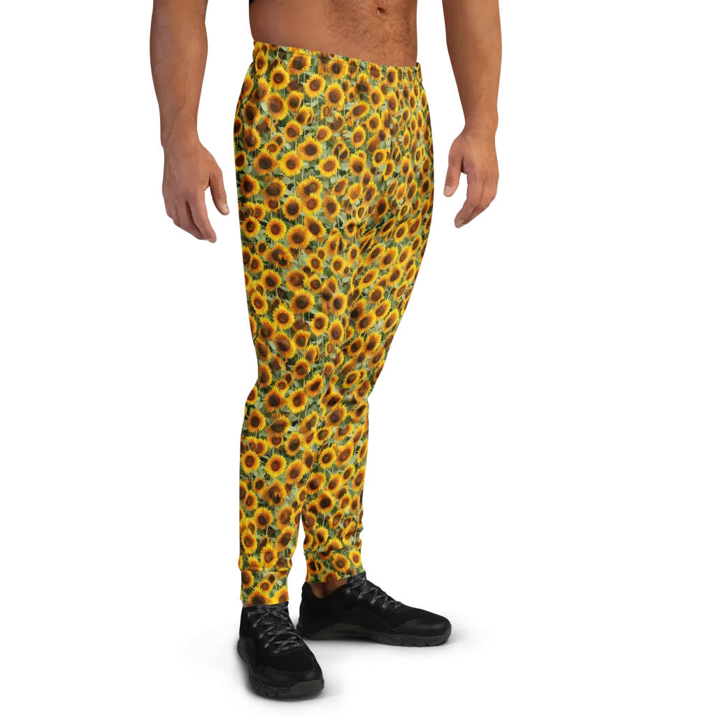 Golden Sunflower Meadow on Men's Joggers — Right