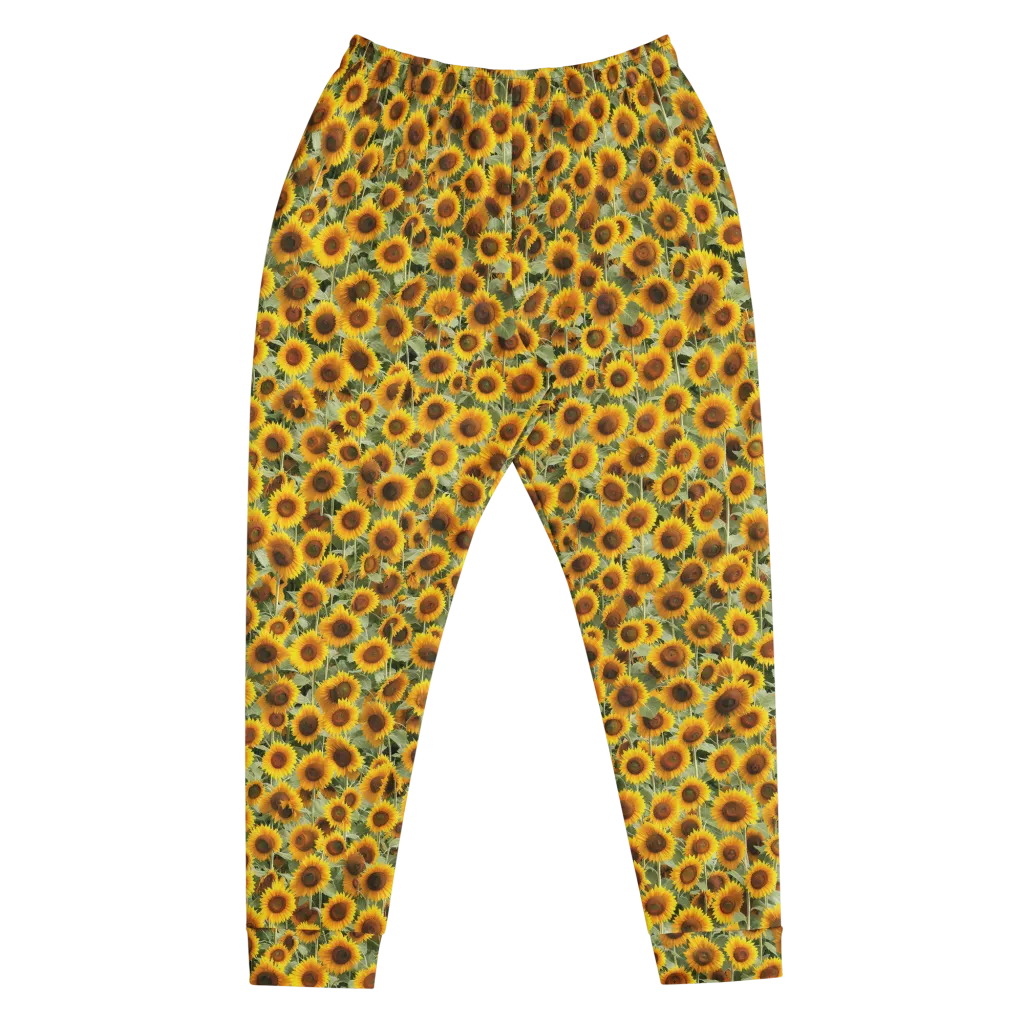 Golden Sunflower Meadow on Men's Joggers — Front