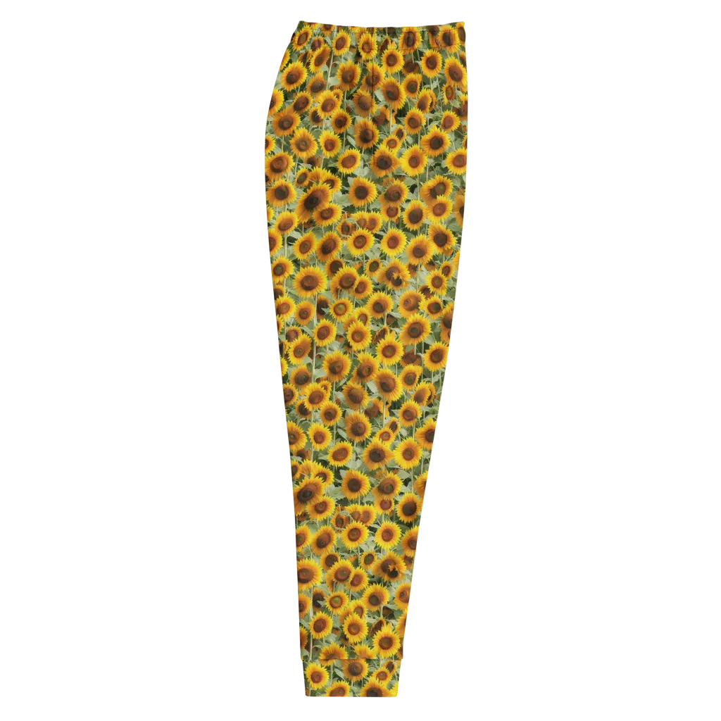 Golden Sunflower Meadow on Men's Joggers — Right