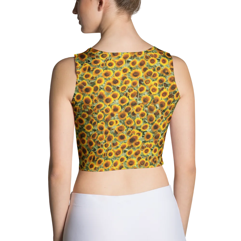 Golden Sunflower Meadow on Crop Top — Back