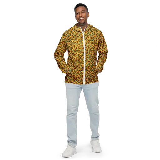 Golden Sunflower Meadow on a Men's Windbreaker