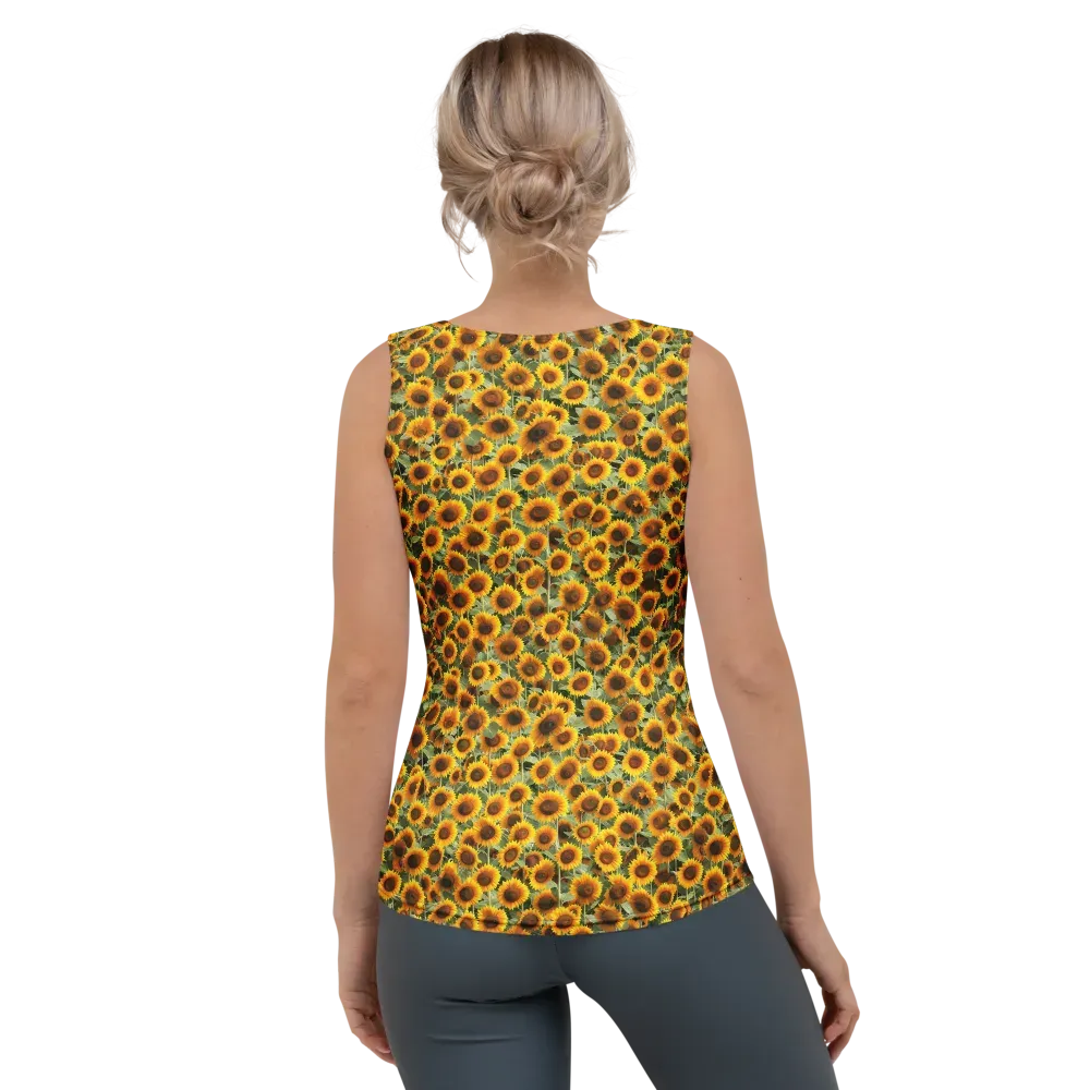 Golden Sunflower Meadow on Women's Tank Top — Back