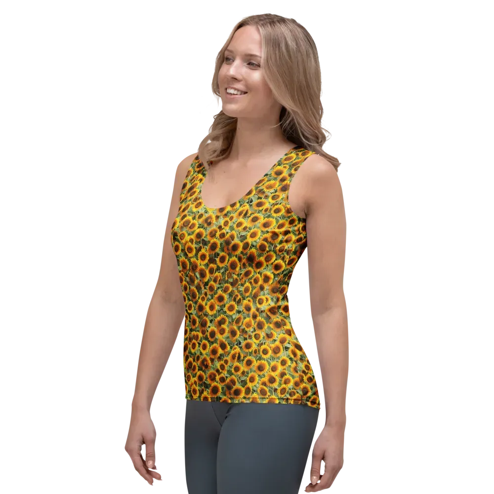 Golden Sunflower Meadow on Women's Tank Top — Left Front
