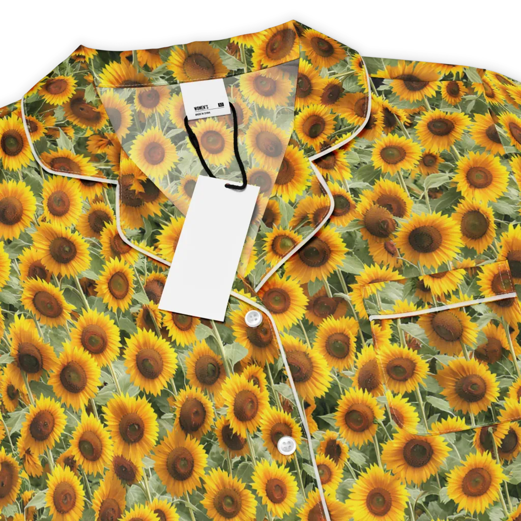 Golden Sunflower Meadow on Women's Short Sleeve Pajama Top — Product details