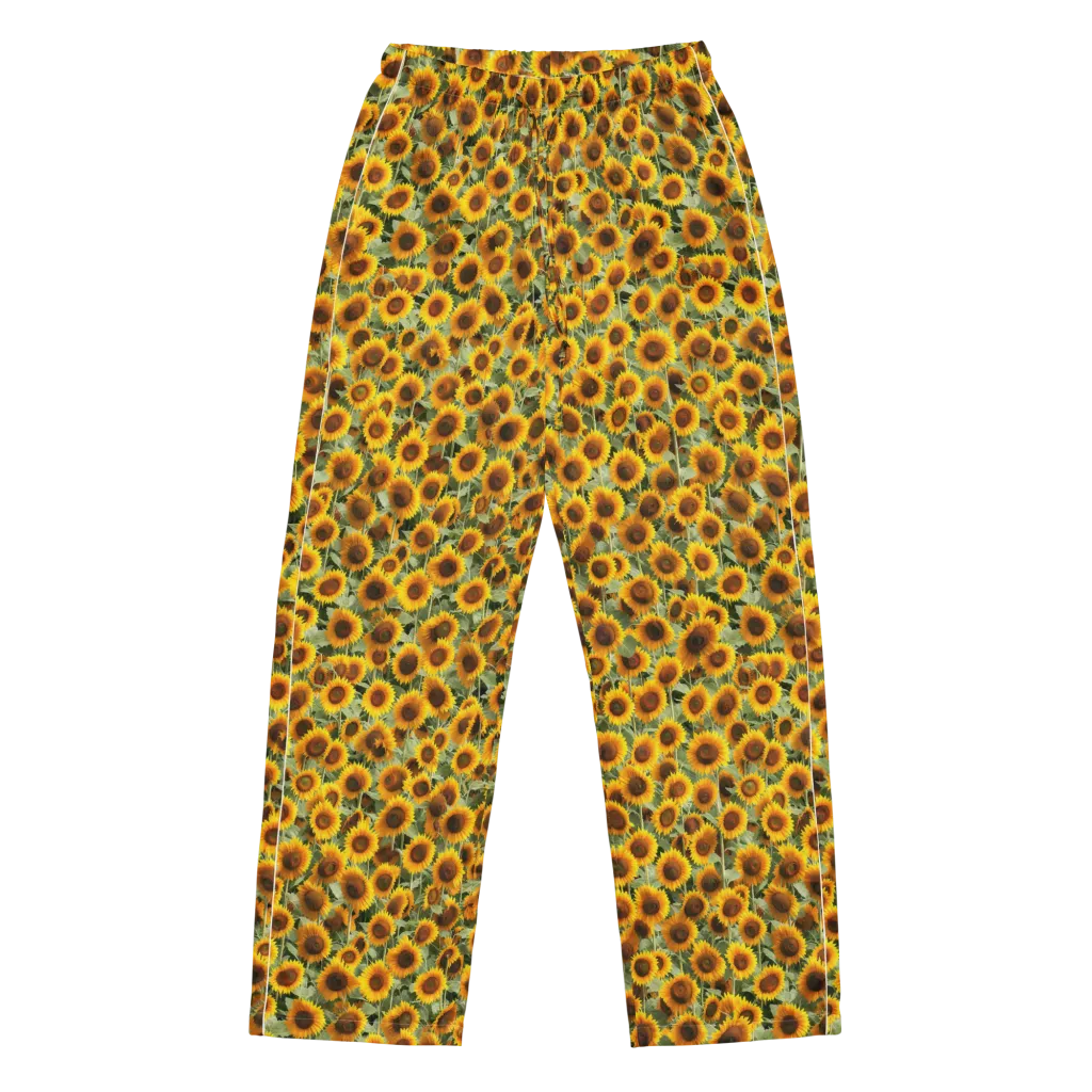 Golden Sunflower Meadow on Women's Pajama Pants — Front