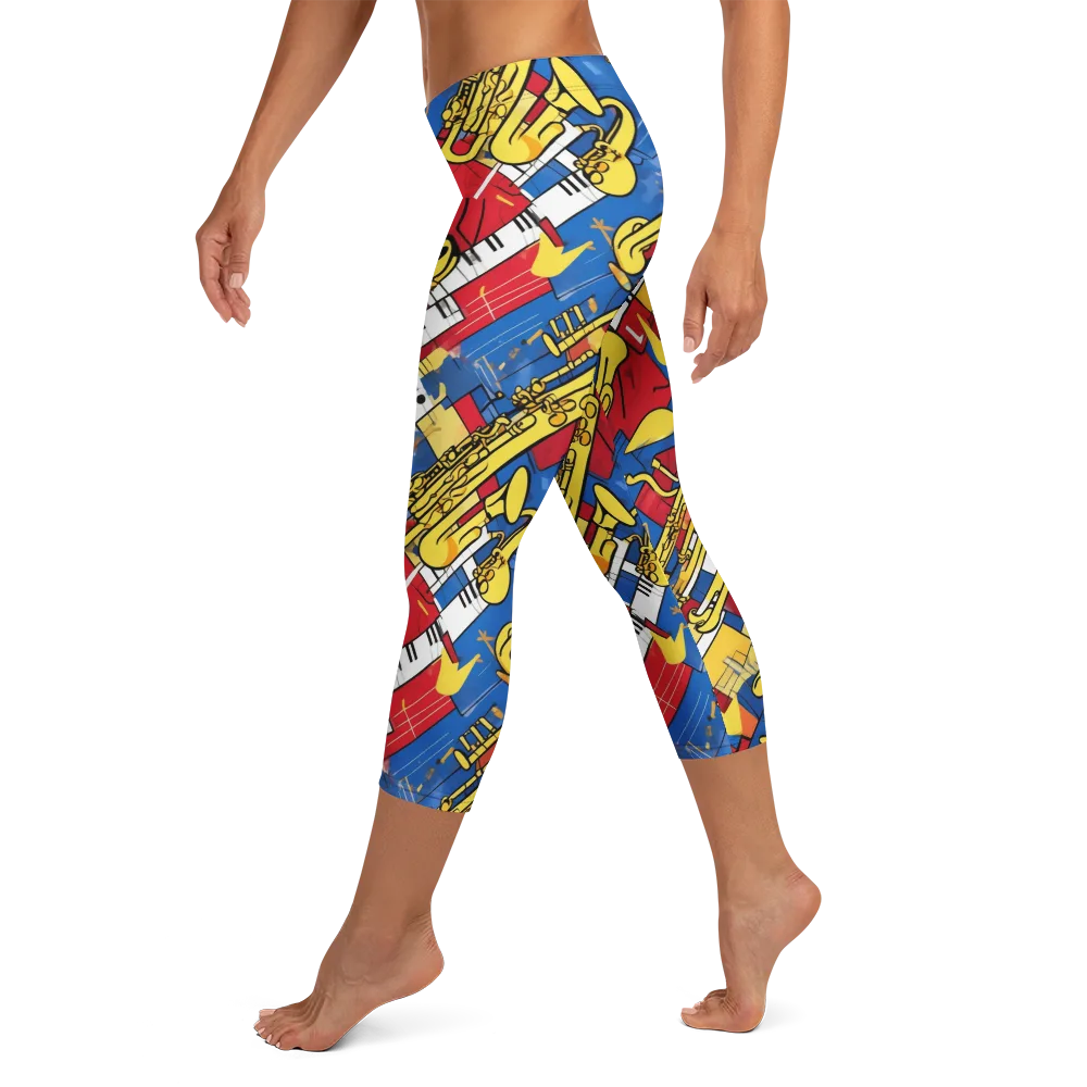 Sonic Geometry on Capri Leggings — Left