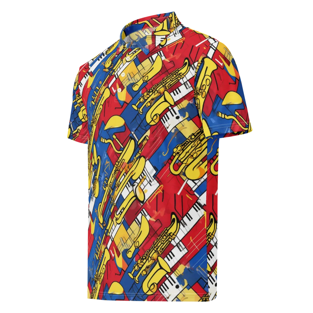 Sonic Geometry on Men's Slim Fit Polo Shirt — Left Front