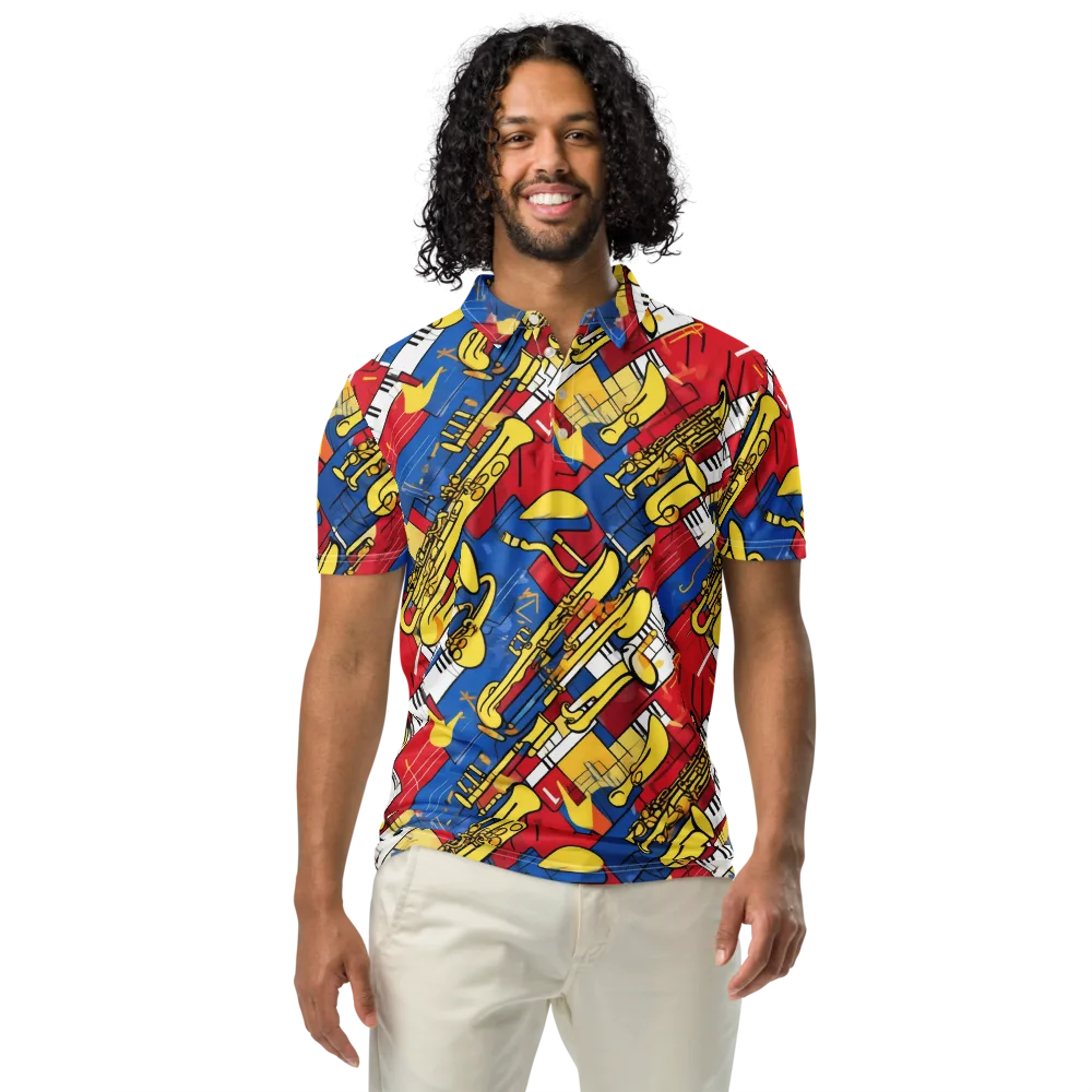 Sonic Geometry on Men's Slim Fit Polo Shirt — Front