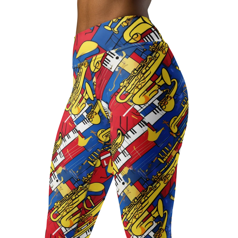 Sonic Geometry on Yoga Leggings — Left Front