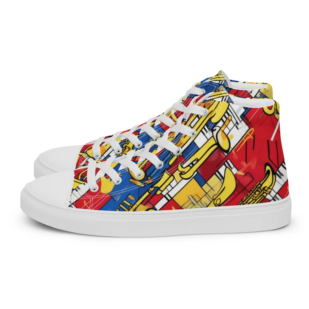 Sonic Geometry on Men's High Top Canvas Shoes — Left
