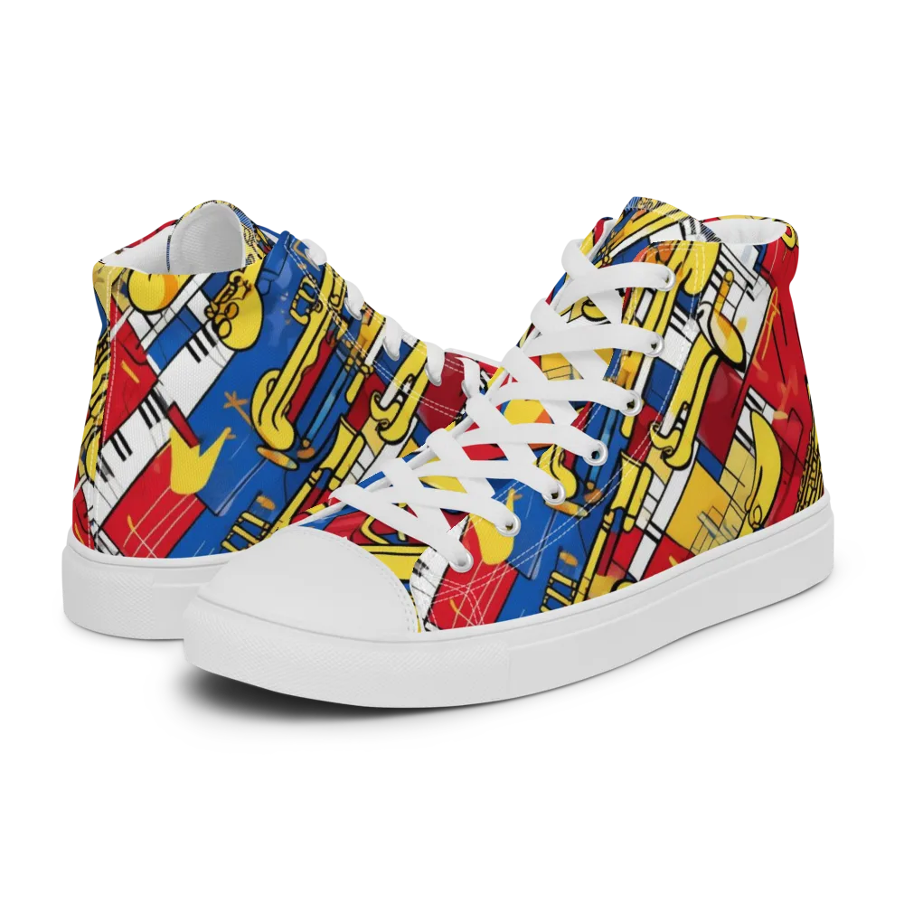 Sonic Geometry on Men's High Top Canvas Shoes — Left